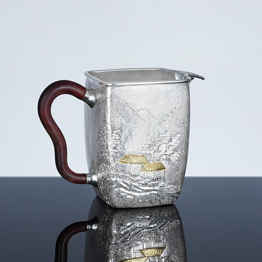 子佩集S999银【云影仙踪】嵌金公道杯摆件【ZJ003】原创作品2211 商品图1