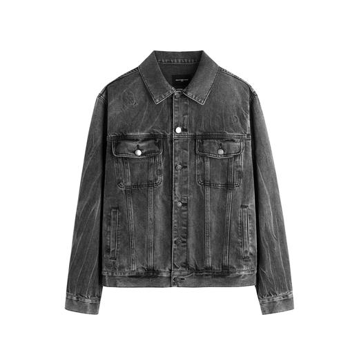 HIM漢崇 牛仔外套男商场同款冬装纯色翻领短款潮流洗水牛仔搂夹克 商品图4