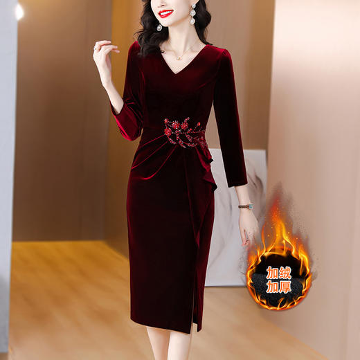 AHM asy5698丝绒连衣裙时尚气质旗袍 商品图0