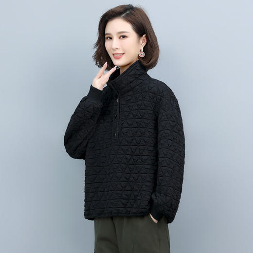 HR WJ22229菱形格卫衣夹棉小个子上衣外套 商品图3