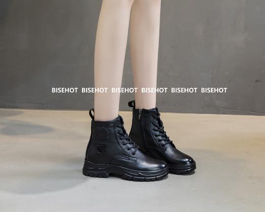 新品牛皮冬季薄绒舒适增高矮靴653B15526 商品图5