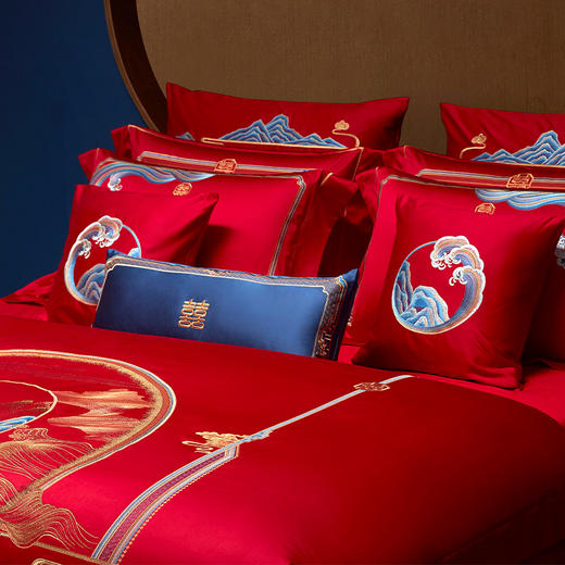 【6F】堂皇 海誓山盟-六件套 赠高档被芯+高档枕芯（礼盒枕芯）+靠垫芯 商品图1