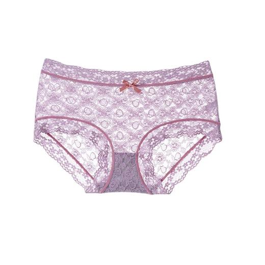 【舒适性感 蕾丝少女内裤】痕感蕾丝少女2.0内裤女蝴蝶结缕空三角裤透气中腰石墨烯女士内裤 商品图4
