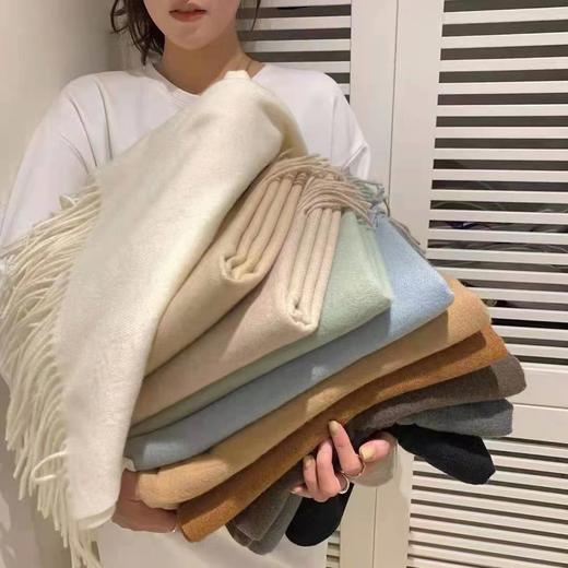 【加厚仿羊绒围巾】秋冬纯色超柔软保暖围巾 韩版披肩单色流苏长短两用围脖15色 商品图0