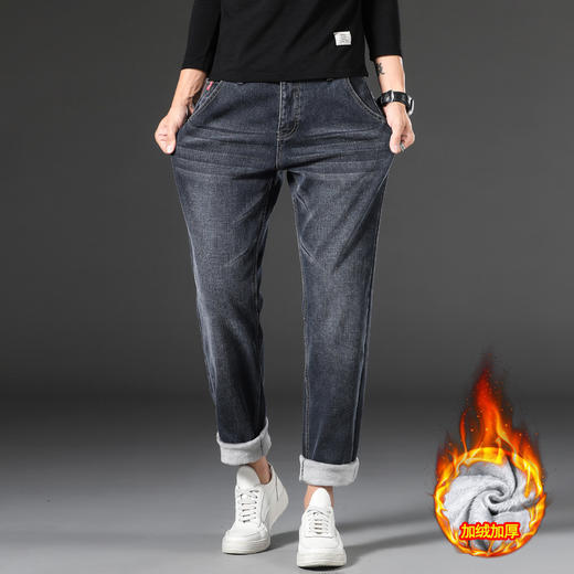 【新款DQ】大码男装冬季新款加绒加厚牛仔裤男宽松弹力商务百塔牛仔长裤 商品图2