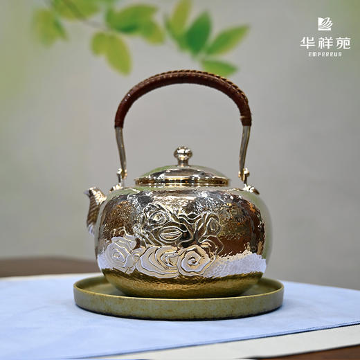 华祥苑-精工山石锤纹银壶1100ml 商品图1