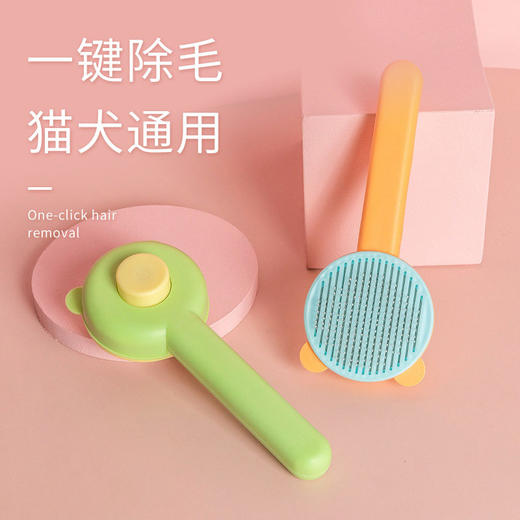 新款熊头拼色自洁梳 祛毛梳 按摩去浮毛宠物用品批发 商品图0