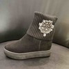 lfgj BC001 厚底内增高女靴子加绒磨砂针织毛线短靴百搭防滑女靴 商品缩略图7