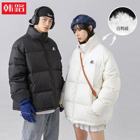 「黑白两色！新款立领羽绒服」韩路日系男装 冬季新款羽绒服男女情侣装潮牌印花加厚面包服外套上衣