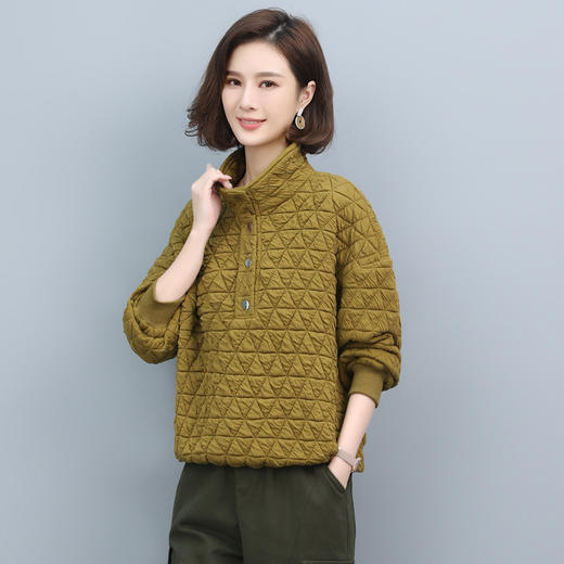 HR WJ22229菱形格卫衣夹棉小个子上衣外套 商品图2