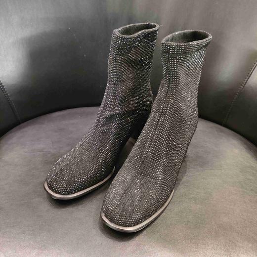 lfgj BM604   女潮ins网红中筒粗跟弹力满钻时装靴 商品图5