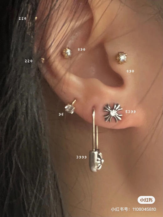 𝐂𝐡𝐫𝐨𝐦𝐞 𝐡𝐞𝐚𝐫𝐭𝐬克罗心  mini别针耳钉 商品图1