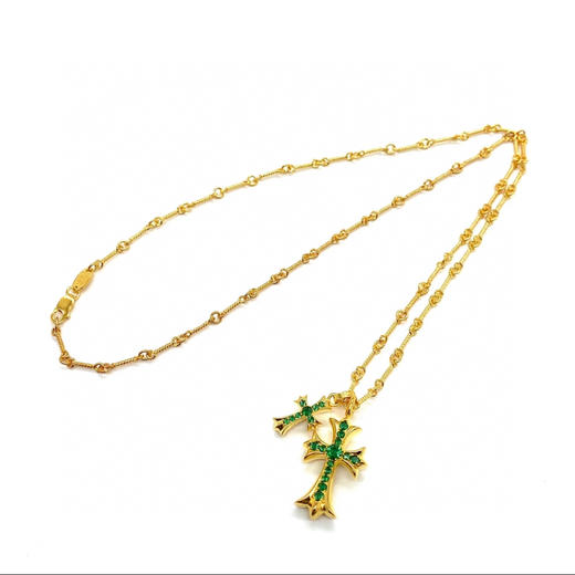 𝐂𝐡𝐫𝐨𝐦𝐞 𝐡𝐞𝐚𝐫𝐭𝐬克罗心22k镀金绿钻双十字架项链 商品图7