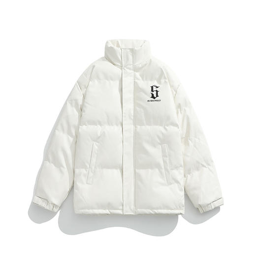 【春节不打烊】「黑白两色！立领pu棉服」韩路日系男装 潮牌pu皮面包服棉衣外套上衣冬新款情侣美式印花棉服男 商品图5