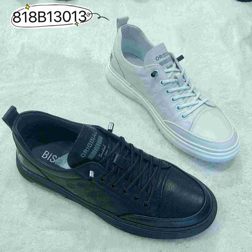 新品秋季牛皮单里百搭舒适男板鞋818B13013 商品图0