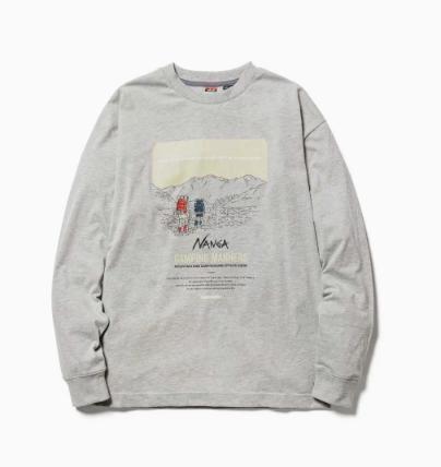 NANGA ECO HYBRID CAMPING MANNERS PRINT SWEATSHIRT 针织印花圆领长袖 WHT 商品图2