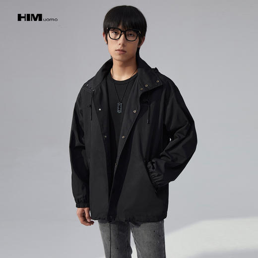 HIM漢崇  可收纳连帽夹克男后背定制印花轻薄风衣休闲外套2025秋季 商品图0