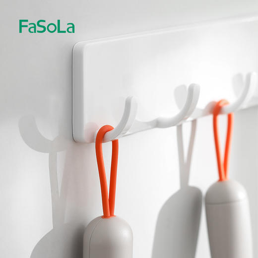 FaSoLa壁挂挂钩黏胶厨房浴室连排免打孔门后墙壁白色长条粘钩 商品图3