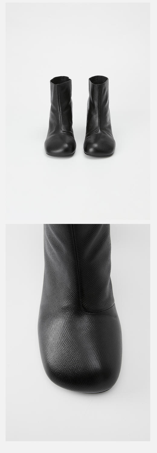 HIDEMI 蜥蜴纹圆头极简粗跟踝靴短靴 商品图9