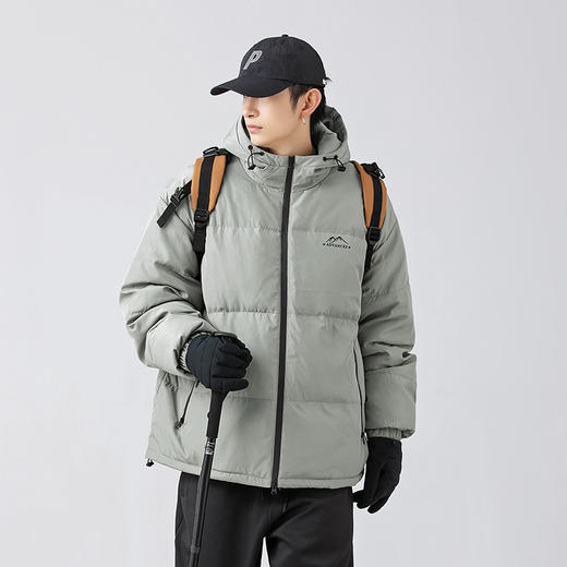 【春节不打烊】「两款配色！填充274g白鸭绒」韩路日系男装 2022年冬季新款羽绒服 男户外机能风连帽面包服外套上衣 商品图1