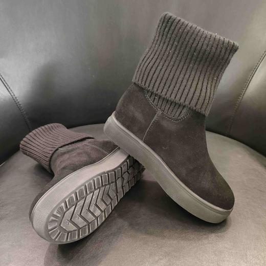 lfgj BC001 厚底内增高女靴子加绒磨砂针织毛线短靴百搭防滑女靴 商品图9