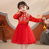 DY-8155-1儿童汉服裙冬款加绒女孩中国风唐装古装旗袍拜年服女童连衣裙 商品缩略图3