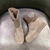 lfgj BC001 厚底内增高女靴子加绒磨砂针织毛线短靴百搭防滑女靴 商品缩略图3