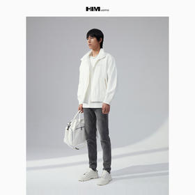 HIM漢崇 休闲立领短款纯色运动夹克男绒面感宽松轻薄外套2025秋季