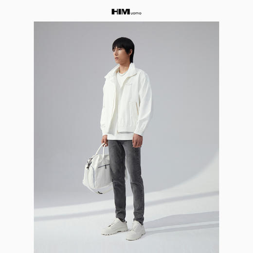 HIM漢崇 休闲立领短款纯色运动夹克男绒面感宽松轻薄外套2025秋季 商品图0