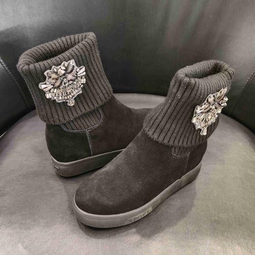 lfgj BC001 厚底内增高女靴子加绒磨砂针织毛线短靴百搭防滑女靴 商品图10