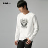 HIM漢崇  图案印花圆领套头长袖T恤休闲百搭白色打底衫男 2025秋季 商品缩略图0