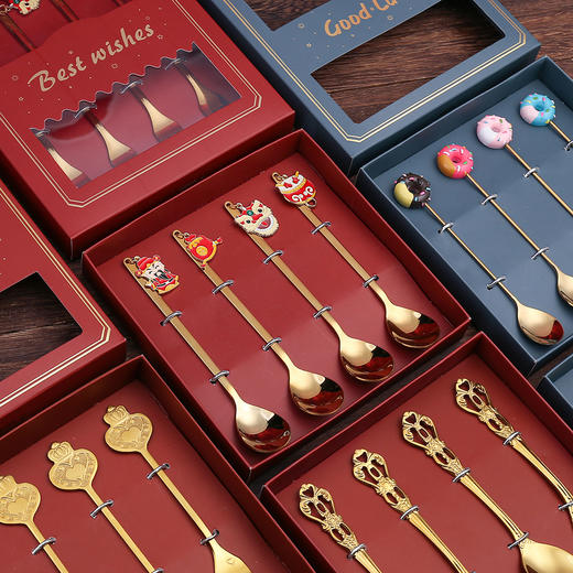 【日用百货】-金色水果叉套装餐具  婚庆伴手礼小勺 商品图2
