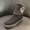 lfgj BC001 厚底内增高女靴子加绒磨砂针织毛线短靴百搭防滑女靴 商品缩略图6