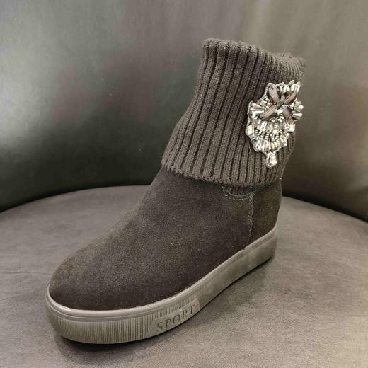 lfgj BC001 厚底内增高女靴子加绒磨砂针织毛线短靴百搭防滑女靴 商品图6
