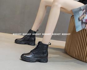 新品牛皮冬季薄绒舒适增高矮靴653B15526