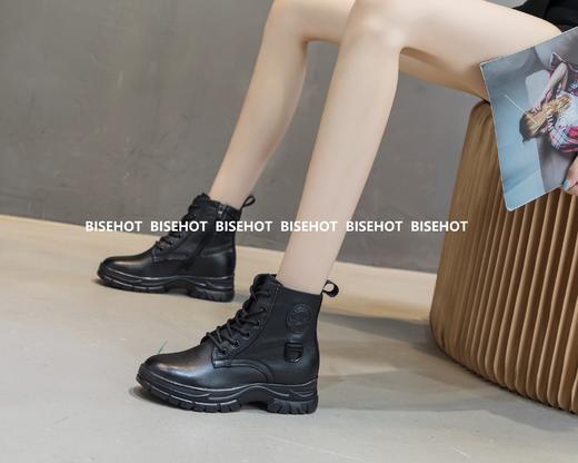 新品牛皮冬季薄绒舒适增高矮靴653B15526 商品图0