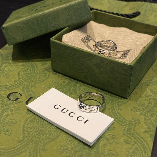 𝐠𝐮𝐜𝐜* interlocking 双G链纹戒指 商品图3