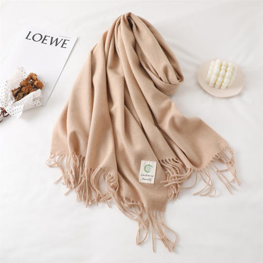【加厚仿羊绒围巾】秋冬纯色超柔软保暖围巾 韩版披肩单色流苏长短两用围脖15色 商品图3