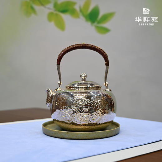 华祥苑-精工山石锤纹银壶1100ml 商品图0