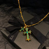 𝐂𝐡𝐫𝐨𝐦𝐞 𝐡𝐞𝐚𝐫𝐭𝐬克罗心22k镀金绿钻双十字架项链 商品缩略图3