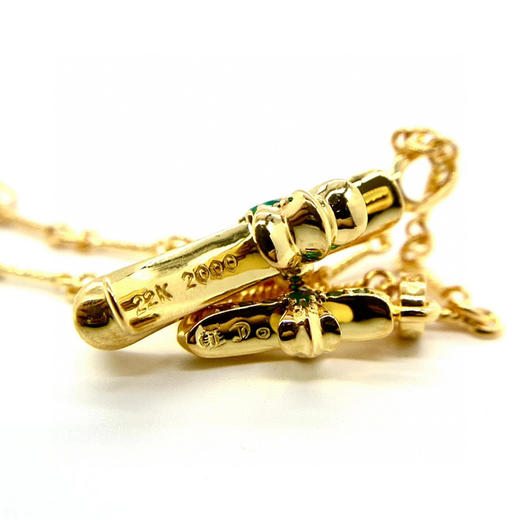 𝐂𝐡𝐫𝐨𝐦𝐞 𝐡𝐞𝐚𝐫𝐭𝐬克罗心22k镀金绿钻双十字架项链 商品图5