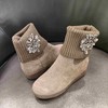 lfgj BC001 厚底内增高女靴子加绒磨砂针织毛线短靴百搭防滑女靴 商品缩略图5