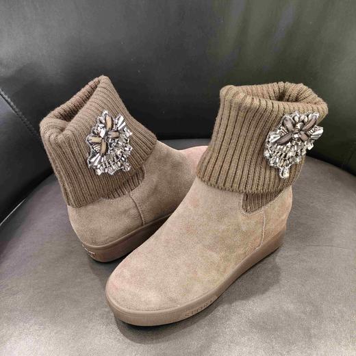 lfgj BC001 厚底内增高女靴子加绒磨砂针织毛线短靴百搭防滑女靴 商品图5