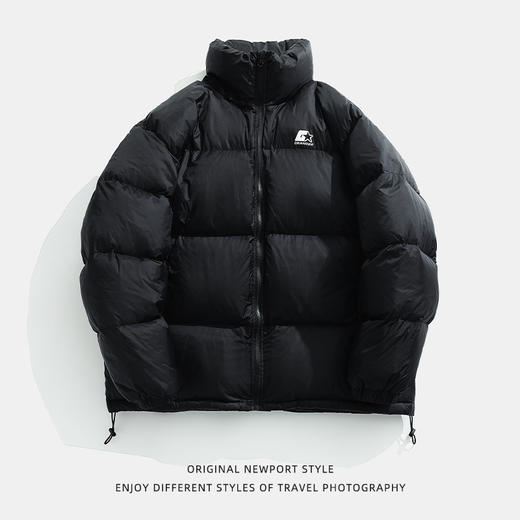 「黑白两色！新款立领羽绒服」韩路日系男装 冬季新款羽绒服男女情侣装潮牌印花加厚面包服外套上衣 商品图4