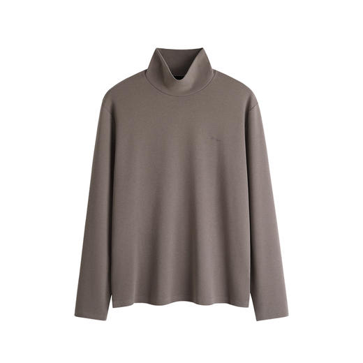 HIM漢崇  柔软舒适纯色高领T恤男休闲合身内搭长袖打底衫 2025冬季 商品图4