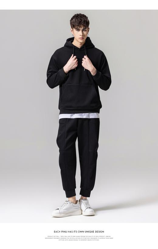 PINLI品立新款男士纯色连帽加绒加厚套头卫衣GD223409441 商品图7