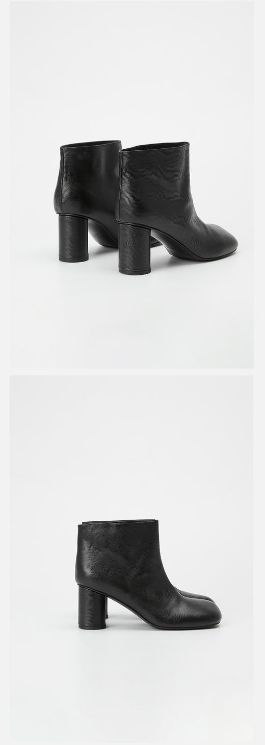 HIDEMI 蜥蜴纹圆头极简粗跟踝靴短靴 商品图8