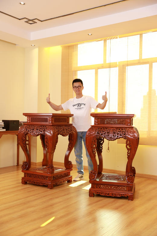 红桥红  家具严选  缅甸花梨（大果紫檀）【115仿乾隆团寿纹 清式大香几】 商品图5