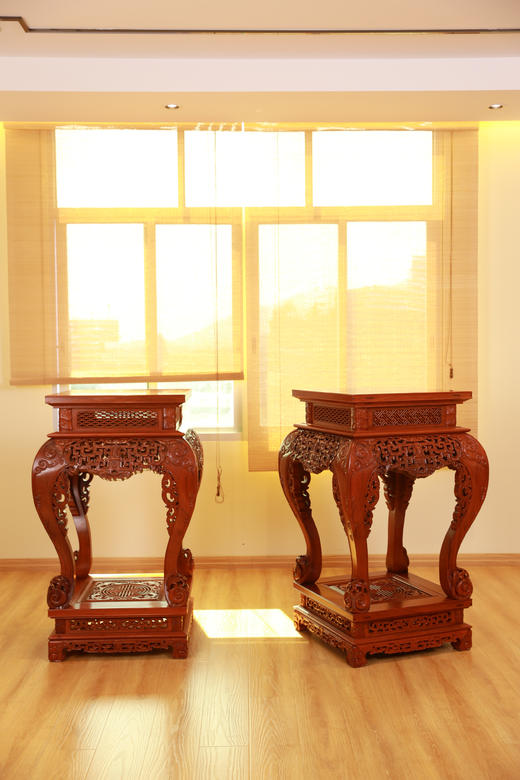 红桥红  家具严选  缅甸花梨（大果紫檀）【115仿乾隆团寿纹 清式大香几】 商品图1