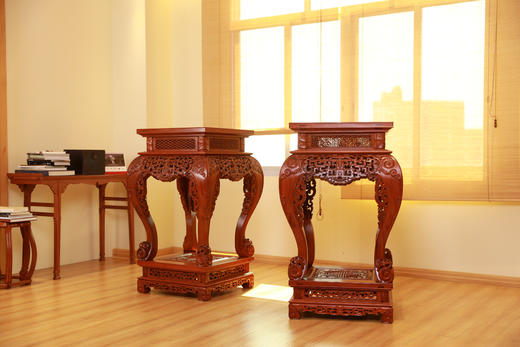 红桥红  家具严选  缅甸花梨（大果紫檀）【115仿乾隆团寿纹 清式大香几】 商品图4